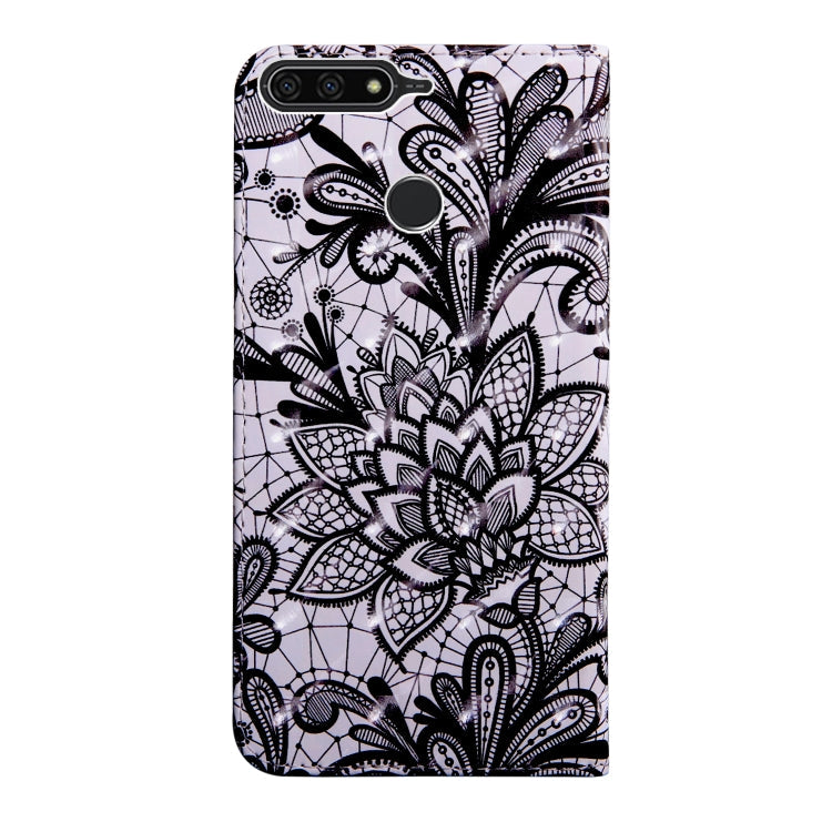 3D Painting Pattern Coloured Drawing Horizontal Flip TPU + PU Leather Case with Holder & Card Slots & Wallet for Huawei Y6 2018 (Black Lace)