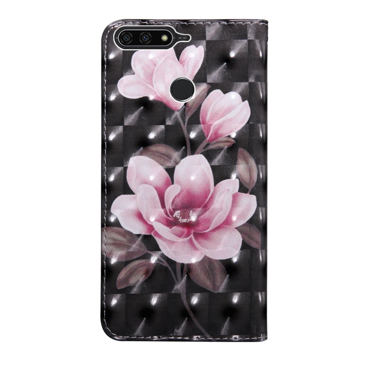 3D Painting Pattern Coloured Drawing Horizontal Flip TPU + PU Leather Case with Holder & Card Slots & Wallet for Huawei Y6 2018 (Pink Flower)
