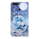 3D Painting Pattern Coloured Drawing Horizontal Flip TPU + PU Leather Case with Holder & Card Slots & Wallet for Huawei Y6 2018 (Moon Wolf)