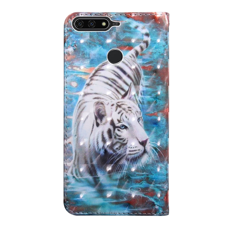 3D Painting Pattern Coloured Drawing Horizontal Flip TPU + PU Leather Case with Holder & Card Slots & Wallet for Huawei Y6 2018 (Tiger)