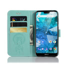 Wind Chime Owl Embossing Pattern Horizontal Flip Leather Case with Holder & Card Slots & Wallet For Nokia 7.1(Green)