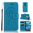 Wind Chime Owl Embossing Pattern Horizontal Flip Leather Case with Holder & Card Slots & Wallet For Nokia 7.1(Blue)