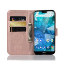 Wind Chime Owl Embossing Pattern Horizontal Flip Leather Case with Holder & Card Slots & Wallet For Nokia 7.1(Rose Gold)
