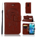Wind Chime Owl Embossing Pattern Horizontal Flip Leather Case with Holder & Card Slots & Wallet For Nokia 7.1(Brown)
