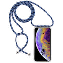 Four-Corner Anti-Fall Trasparent TPU Mobile Phone Case With Lanyard for iPhone X / XS(Black Blue)