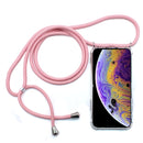 Four-Corner Anti-Fall Trasparent TPU Mobile Phone Case With Lanyard for iPhone X / XS(Pink)