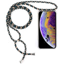 Four-Corner Anti-Fall Transparent TPU Mobile Phone Case With Lanyard for iPhone X / XS(Green Beige Black)