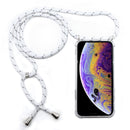 Four-Corner Anti-Fall Transparent TPU Mobile Phone Case With Lanyard for iPhone X / XS(White Grey)