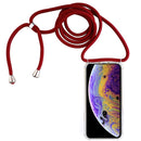 Four-Corner Anti-Fall Transparent TPU Mobile Phone Case With Lanyard for iPhone X / XS(Red)