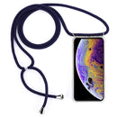 Four-Corner Anti-Fall Transparent TPU Mobile Phone Case With Lanyard for iPhone X / XS(Dark Blue)