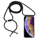 Four-Corner Anti-Fall Transparent TPU Mobile Phone Case With Lanyard for iPhone X / XS(Black Gold)