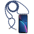 Four-Corner Anti-Fall Transparent TPU Mobile Phone Case With Lanyard for iPhone XR(Black Blue)