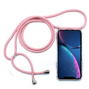Four-Corner Anti-Fall Transparent TPU Mobile Phone Case With Lanyard for iPhone XR(Pink)