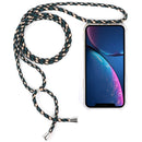 Four-Corner Anti-Fall Transparent TPU Mobile Phone Case With Lanyard for iPhone XR(Green Beige Black)
