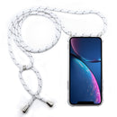 Four-Corner Anti-Fall Transparent TPU Mobile Phone Case With Lanyard for iPhone XR(White Grey)