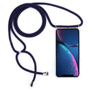 Four-Corner Anti-Fall Transparent TPU Mobile Phone Case With Lanyard for iPhone XR(Dark Blue)