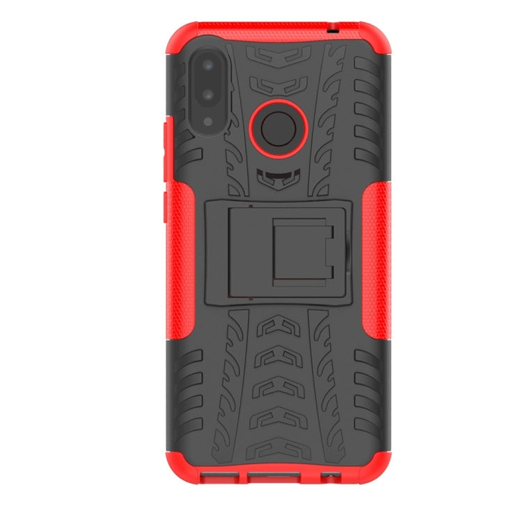 Tire Texture TPU+PC Shockproof Protective Case with Holder for Huawei Nova 3i(Red)