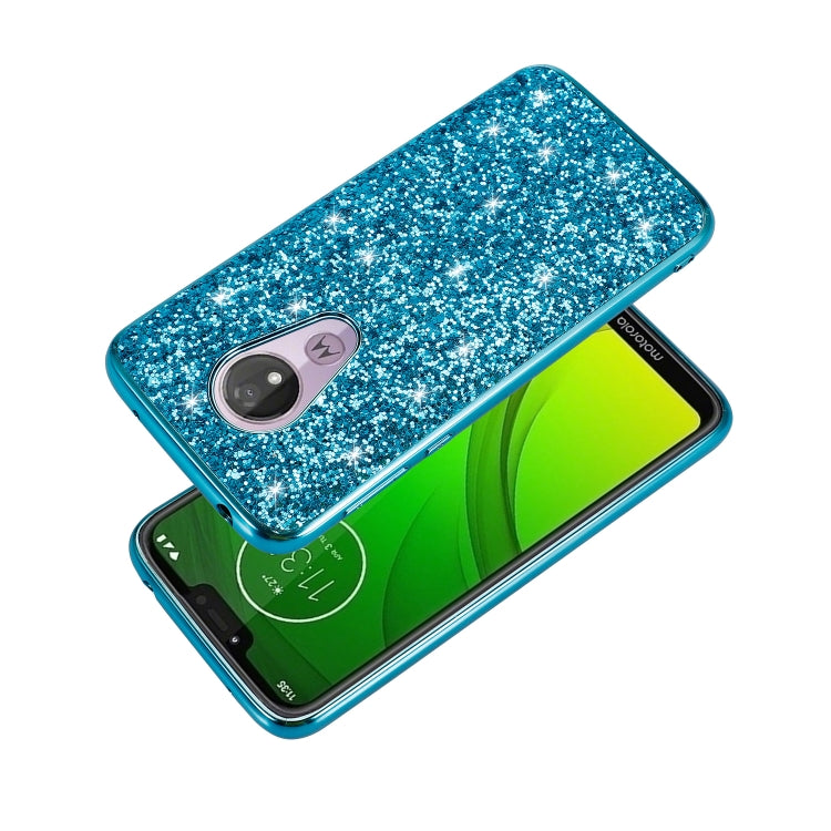 Plating Glittery Powder Shockproof TPU Case For Motorola Moto G7 Play(Rose Gold)
