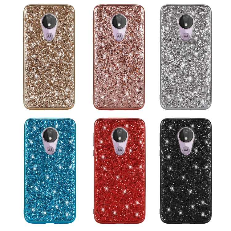 Plating Glittery Powder Shockproof TPU Case For Motorola Moto G7 Play(Rose Gold)