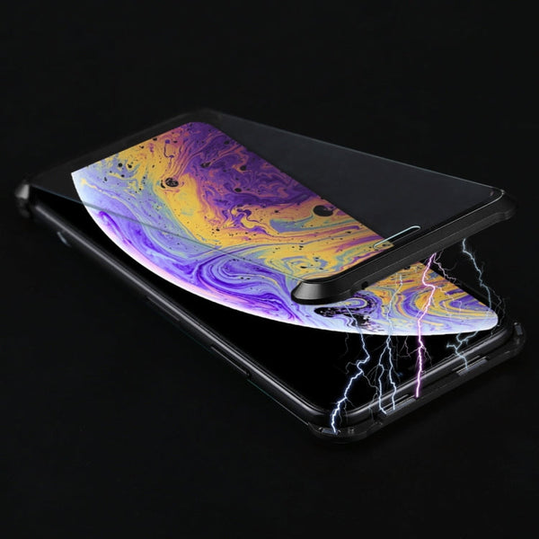 Ultra-Thin Angular Frame Magnetic Absorption Double-Sided Tempered Glass Shell for iPhone XS Max (Black)