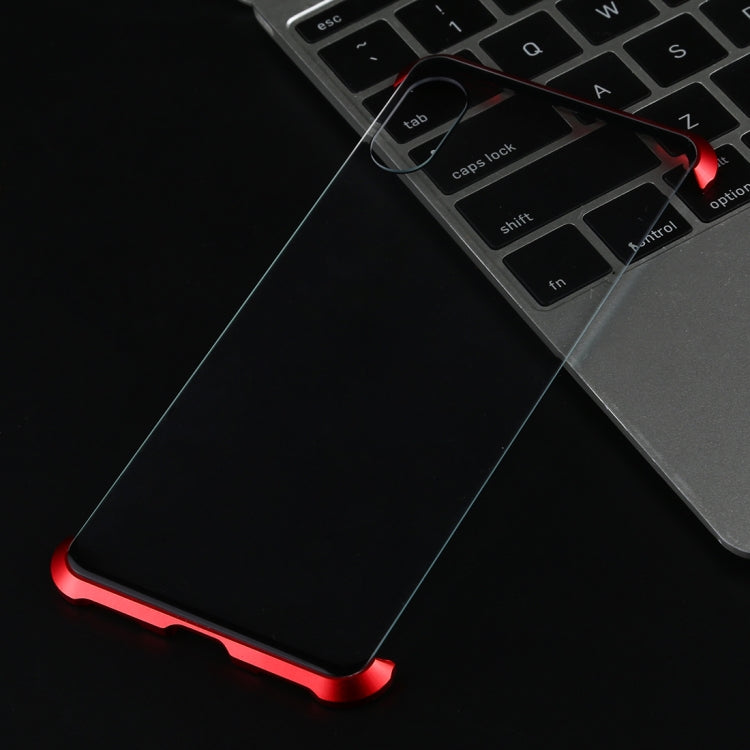 Ultra-Thin Angular Frame Magnetic Absorption Double-Sided Tempered Glass Shell for iPhone XS(Red)