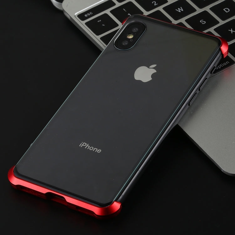 Ultra-Thin Angular Frame Magnetic Absorption Double-Sided Tempered Glass Shell for iPhone XS(Red)