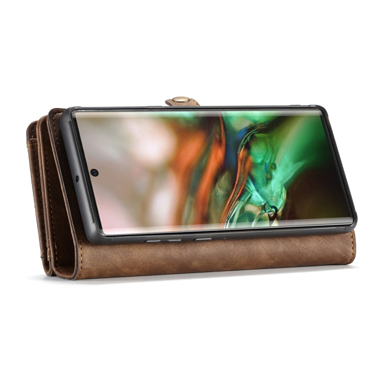 CaseMe-008 Detachable Multifunctional Horizontal Flip Leather Case with Card Slot & Holder & Zipper Wallet & Photo Frame for Galaxy Note 10 Pro(Brown)