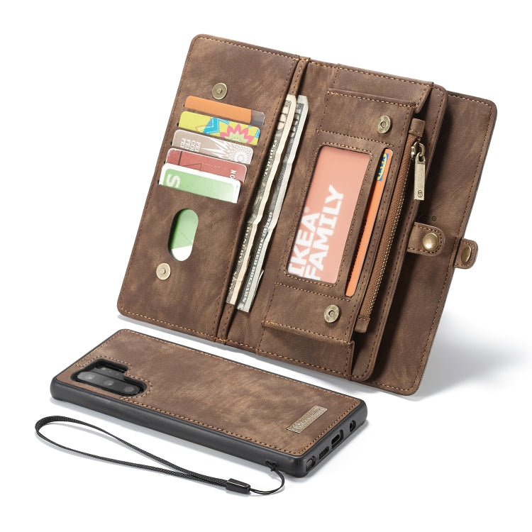 CaseMe-008 Detachable Multifunctional Horizontal Flip Leather Case with Card Slot & Holder & Zipper Wallet & Photo Frame for Galaxy Note 10 Pro(Brown)