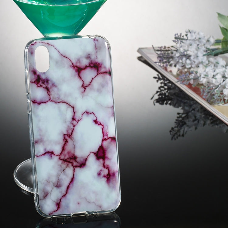 Coloured Drawing Pattern IMD Workmanship Soft TPU Protective Case For Huawei Y5 2019(Red Marble)