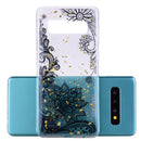 Cartoon Pattern Gold Foil Style Dropping Glue TPU Soft Protective Case for Galaxy S10+(Black Lace)