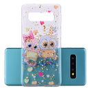 Cartoon Pattern Gold Foil Style Dropping Glue TPU Soft Protective Case for Galaxy S10+(Loving Owl)