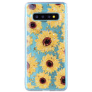 Cartoon Pattern Gold Foil Style Dropping Glue TPU Soft Protective Case for Galaxy S10+(Sunflower)
