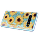 Cartoon Pattern Gold Foil Style Dropping Glue TPU Soft Protective Case for Galaxy S10+(Sunflower)