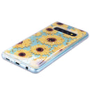 Cartoon Pattern Gold Foil Style Dropping Glue TPU Soft Protective Case for Galaxy S10+(Sunflower)