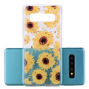 Cartoon Pattern Gold Foil Style Dropping Glue TPU Soft Protective Case for Galaxy S10+(Sunflower)