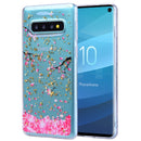 Cartoon Pattern Gold Foil Style Dropping Glue TPU Soft Protective Case for Galaxy S10+(Sakura)