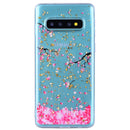 Cartoon Pattern Gold Foil Style Dropping Glue TPU Soft Protective Case for Galaxy S10+(Sakura)
