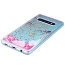 Cartoon Pattern Gold Foil Style Dropping Glue TPU Soft Protective Case for Galaxy S10+(Sakura)