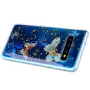 Cartoon Pattern Gold Foil Style Dropping Glue TPU Soft Protective Case for Galaxy S10+(Blue Butterfly)