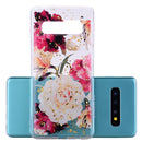 Cartoon Pattern Gold Foil Style Dropping Glue TPU Soft Protective Case for Galaxy S10+(Flower)
