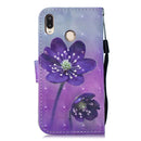 3D Diamond Encrusted Painting Pattern Coloured Drawing Horizontal Flip PU Leather Case with Holder & Card Slots & Wallet For Huawei P30 Lite(Purple Flower)