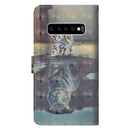 3D Painting Pattern Horizontal Flip TPU + PU Leather Case with Holder & Card Slots & Wallet For Galaxy S10(Cat Tiger)