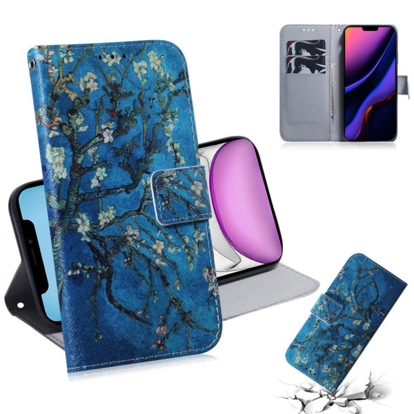 3D Colored Drawing Horizontal Flip Leather Case, with Holder & Card Slot & Wallet For iPhone 11(Apricot Flower)