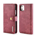 DG.MING Crazy Horse Texture Flip Detachable Magnetic Leather Case with Holder & Card Slots & Wallet for iPhone 11(Red)