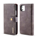 DG.MING Crazy Horse Texture Flip Detachable Magnetic Leather Case with Holder & Card Slots & Wallet for iPhone 11(Grey)