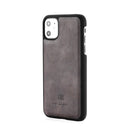 DG.MING Crazy Horse Texture Flip Detachable Magnetic Leather Case with Holder & Card Slots & Wallet for iPhone 11(Grey)