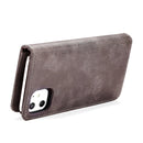 DG.MING Crazy Horse Texture Flip Detachable Magnetic Leather Case with Holder & Card Slots & Wallet for iPhone 11(Grey)