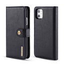 DG.MING Crazy Horse Texture Flip Detachable Magnetic Leather Case with Holder & Card Slots & Wallet for iPhone 11(Black)