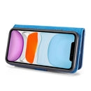DG.MING Crazy Horse Texture Flip Detachable Magnetic Leather Case with Holder & Card Slots & Wallet For iPhone 11 (Blue)
