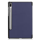 Custer Texture Horizontal Flip Leather Case with Three-folding Holder & Sleep / Wake-up Function for Galaxy Tab S6 T860 / T865(Dark Blue)